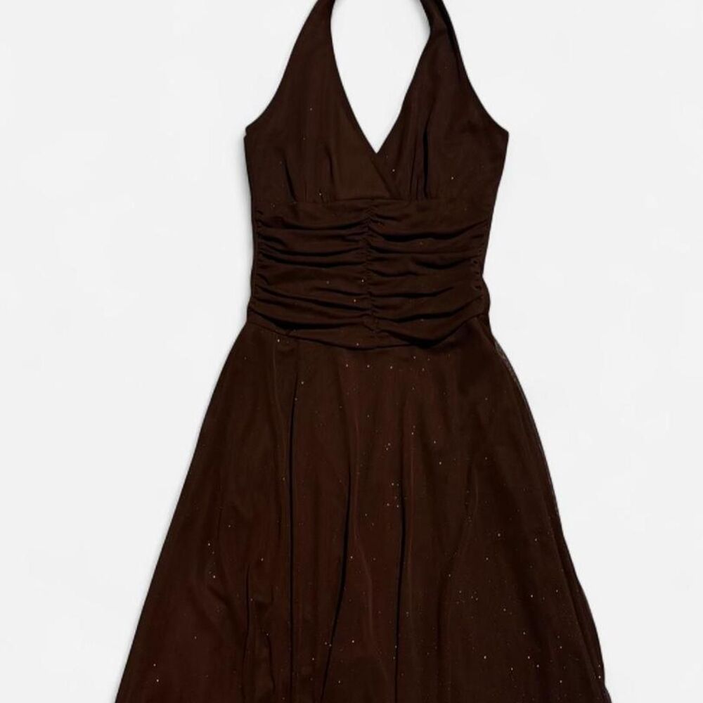 Y2K Brown Fairy Halter Dress